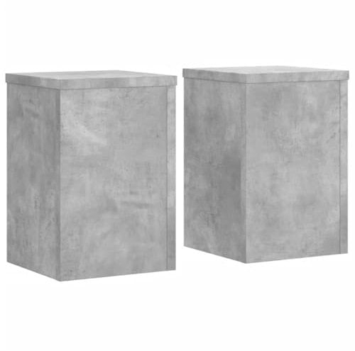 vidaXL Plant Stands Pot Flower Stand Set of 2 - Concrete Grey - Engineered Wood, Hollow Design, 25x25x35 cm, 50 kg Load Capacity - Modern Minimalistic Style