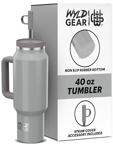 Wyld Gear - Wyld Syde Travel Tumbler 40 oz (1200 ml), Slate | Heiß & Kalt | Isolierflasche mit bruchfestem Strohhalm | geeignet für Getränkehalter | auslaufsichere Thermosflasche | BPA-frei