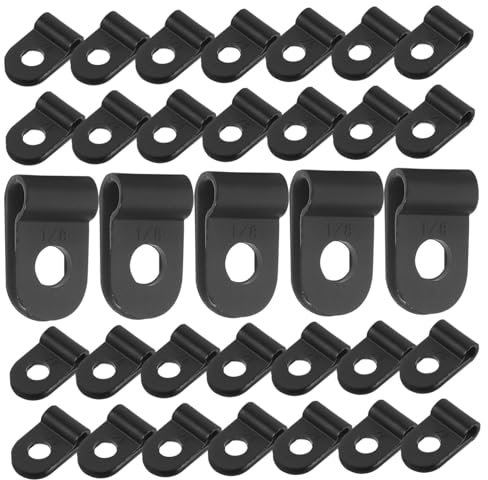 Angoily 100st R-klemme Klemme Für Die Kabelführung Kabeldrahtklemmen Kabelklemmen Befestigungsclips Für Lichterketten Befestigungsclip Für Die Kabelführung Drahthalter Für Kabel Black Pvc