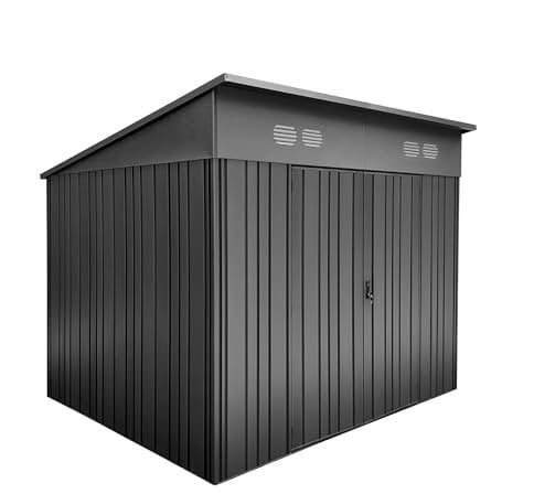 Hoggar - Abri de Jardin métal Pioneer Y70 – Structure autoportante - Portes renforcées - Serrure avec clé Incluse - Piliers en V - Plafond Robuste - Cabane extérieur 256x221x215cm – 5,66m2
