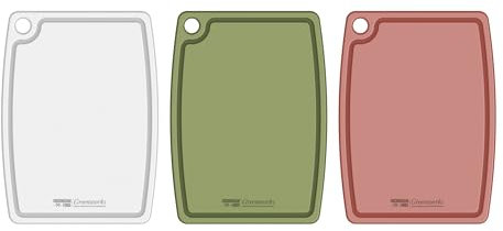 Greenworks Set di 3 taglieri in plastica riciclata 37x28cm Rosa Verde Bianco