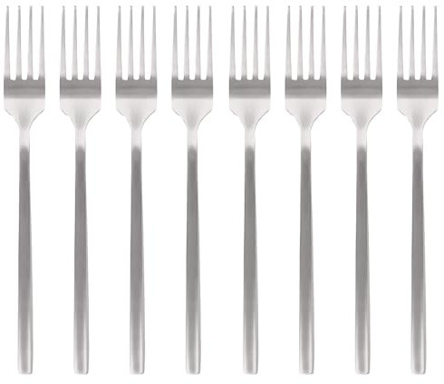 Argon Tableware 8 Stainless Steel Dinner Forks – 19.5cm Silver Finish Modern Cutlery Set for Dining & Entertaining – Stylish Dishwasher Safe Tableware