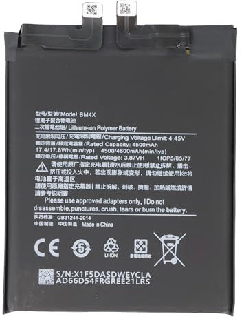 Batterie Li-polymère compatible avec Xiaomi Mi 11, 3,87 V, 4600 mAh, 17,8 Wh, sans outils