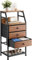 Dripex Kommode mit 3 Stoffschubladen, Schrank mit Holzplatte und Schuhregal, Metallrahmen, Aufbewahrungsschrank für Flur, Schlafzimmer, Wohnzimmer, Metallrahmen, vintagebraun-schwarz