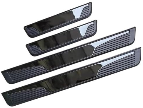 Car Door Sill Protector for VW T-Cross T Cross 2018-2023 2024, 4pcs Stainless Steel Kick Plates Scuff Guard Non-Slip Welcome Pedal Strips Accessories,D/black