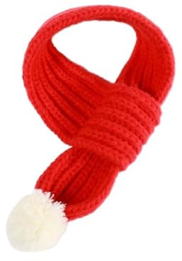 MAKOMAKI Warmer gestrickter Winterschal für Haustiere, Weihnachten, Hundehalsband, Neujahr, Haustierschal für kleine und mittelgroße Hunde, Teddy, Chihuahua, Hundezubehör (Schal, Rot, Größe M)