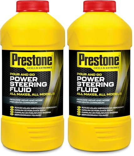 Prestone Power Steering Fluid, All Makes All Models, High Performance Power Steering Fluid, Prevent Corrosion, Reduce Wear & Noise, Reliable Hydraulic Steering Fluid, Essential Car Accessories, 355ml