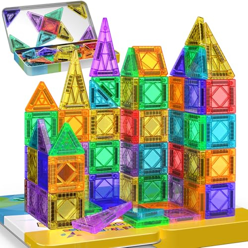 iKidiki 43 Piezas Juguetes Niños Niña 3 4 5 6 Años, Bloques Magneticos Construccion Niños Juegos de Viaje Regalos de Cumpleaños para Niños Regalos Niño 3-6 Años