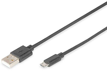 DIGITUS Cable USB 2.0 - 1,8 m - USB-A a tipo Micro B - 480 Mbps - Cable de conexión para ordenadores, portátiles, concentradores, smartphones - Blister - Negro