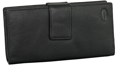 Ledershop24 Luxus Leder Damen Geldbörse Portemonnaie Geldbeutel XXXL mit Reißverschluss 18,5 cm Farbe Schwarz