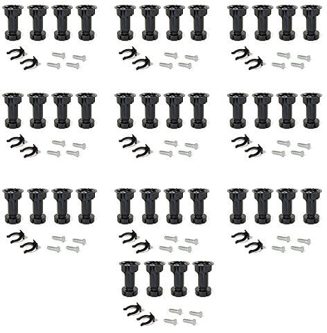 Emuca - Patas regulables para muebles de cocina o baño, pack de 4 pies negros con accesorios de montaje, H 150mm, Lote de 10 juegos