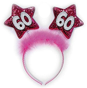 CERCHIETTO 60 ANNI STELLE FUXIA Gadget idea regalo scherzo per festa compleanno
