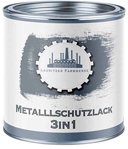 Lausitzer Farbwerke Metallschutzfarbe 3in1 Metallschutzlack 3-in-1 du sparst dir Anti-Rost-Produkte Metallfarbe Metalllack Farbe für Metall Stahl Eisen Zink und Aluminium (5 L, Steingrau (RAL 7030))
