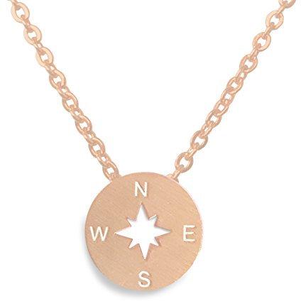 Altitude Boutique Brushed Compass Necklace by Rose Gold