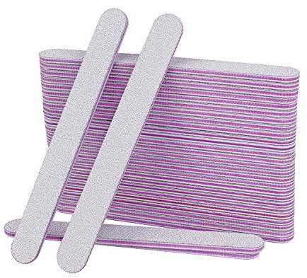 AYITOO 50 Stück Nagelfeilen 100/180 Feilen Nägel Doppelseitige Feilen für Gelnägel Nagelfeile Profi Polnischen Maniküre Nagelkunst -Material Schmirgelpapier Grau/Kern Lila Form Gerade