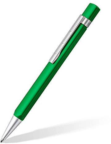 STAEDTLER TRX 440TRX5B-9ST Kugelschreiber (ergonomische Dreikantform, matte, samtweiche Aluminium-Oberfläche, Metallclip, Standard Großraummine, Strichstärke: B, Schreibfarbe: schwarz) grün
