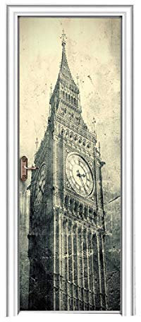 izielad Big Ben Door Wandbild Tapete Aufkleber abnehmbare 3D-Aufkleber 38.5x200cmx2Pcs 15x78.7 Inch x2Pcs