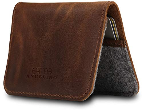 Otto Angelino Echtes Leder Ultra Slim Minimalist Cardholder Wallet – Unisex