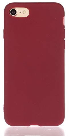 Nodigo Compatible with iPhone SE 2020/iPhone 8/iPhone 7 Case Silicone Solid Color Cute Protective Bumper Matte Ultra Thin Slim Pretty Cute Kawaii Dustproof Cover - Red