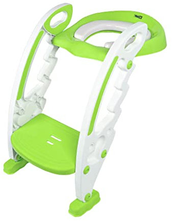 Calma Dragon Tragbarer toilettensitz kinder, klositz für kinder mit Leiter, verstellbarer Höhe und klappbarem Toilettensitz mit Trittstufe (Grün)
