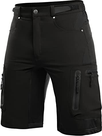 Cycorld Kurze Hosen Herren, Wanderhose Atmungsaktiv mit 6 Taschen Leichte Schneltrocknen Fahrradhose MTB Hose Radlerhose Manner Kurz Cargo Bermuda Shorts Treking Outdoorhose Sommer(Schwarz,XXXL)