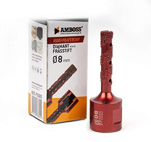 Diamant Schleiffinger Ø8mm - Amboss RED EDITION M14 - für Winkelschleifer - Feinsteinzeug, harte Fliesen, Granit