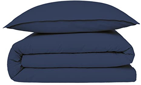 FUTURE HOME - [Housse de Couette Vendue à l'unité 1 pièce avec Finition Rabat/Bouteille en 100% Coton Premium 57 Fils Unie Bleu 1 Personne 200x200cm