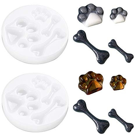 Nifocc Lot de 2 moules en silicone en forme de patte de chien - Pendentif en résine - Pour bricolage de bijoux
