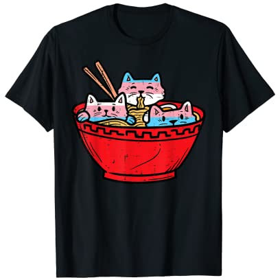 Ramen Cats Transgender Trans Pride Flag Japanese Noodle Food T-Shirt