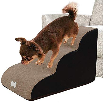 Abnehmbare Haustiertreppe mit 3 Stufen, Hundesofa, 40 x 60 x 40 cm, Haustiertreppe für kleine Hunde, waschbare Leiter, Treppe, Betttreppe für Hunde, tragbar, Beige