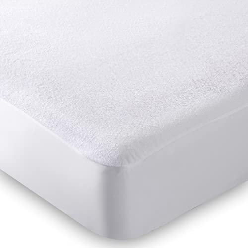 Charms Trend Protector de colchón impermeable para cama doble, 100% algodón, funda de cama extra profunda, ultra suave, antialérgico, absorbe la humedad, lavable a máquina, doble (138 x 190 + 30 cm)