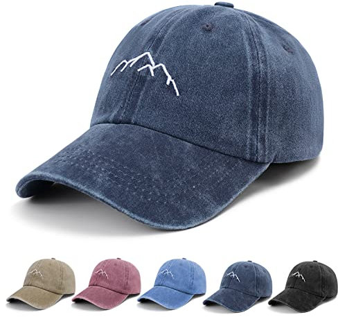 YouGa Baseball Cap Mens - Vintage Washed Dad Caps Adjustable Cotton Navy Blue