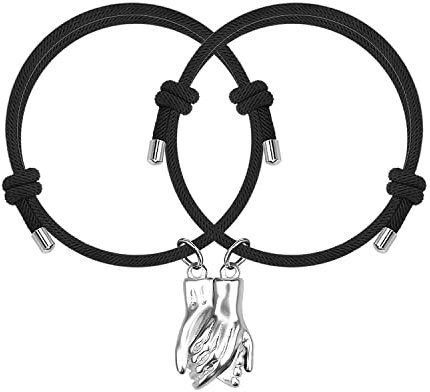 Paar Magnetarmbänder mit Herzanziehungsglocke Gegenseitige Armbänder Paargeschenke für Freund Freundin Seine Frau Männer Liebhaber Ihn Ihre Freundschaft (hold hands)
