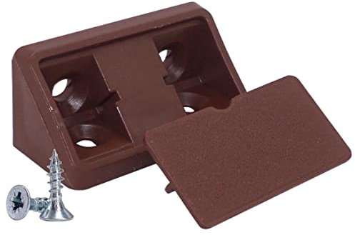 SKIR'CO 20 staffe per mensole marroni, 44 x 20 x 20 mm, 90 gradi, giunto ad angolo retto in plastica, viti incluse (20, marrone)