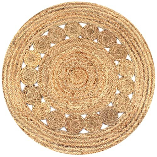 INLIFE Teppich Flechtmuster Jute 90 cm Rund