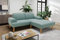 DOMO. collection Ecksofa Salinas, Sofa klein mit Federkern in L-Form, moderne Couch mit Holzfüßen und schwebender Optik, Eckcouch, Polsterecke, 217 x 176 x 83 cm (BxTxH), eisblau