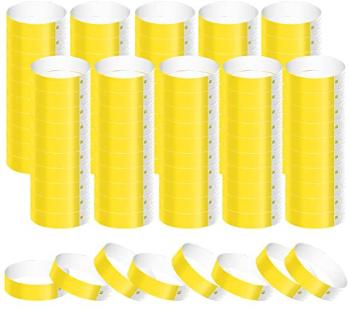1000 Stück Papierarmbänder, Wasserdicht Neon Armbänder Bändchen Papier für Events Handgelenk Party Bänder Papier Eintrittsarmbänder für Musikfestival Konzert Wettbewerb (Gelb)