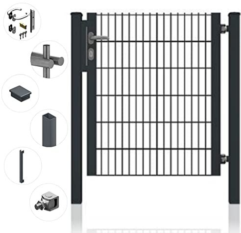 Gartentor für Doppelstabmattenzaun Anthrazit Rahmen offen inkl. Schloss Schlüssel Torpfosten Füllung 8/6/8 Höhe: Höhe 800 mm Torbreite: Breite 1320 mm