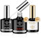 modelones Top Coat Semi Permanent et 4 en 1 Colle Faux Ongles et Nail Prep Set,Kit Vernis Semi Permanent, pour Des Extensions D'ongles Faciles, Gummy Base Gel UV Ongles, Manucure Kit 15ML 3 PCS