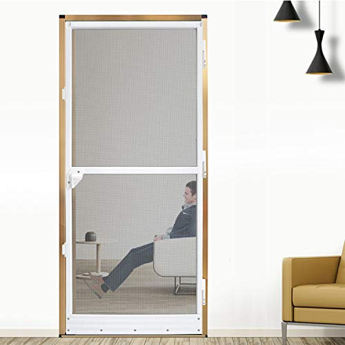 Yznahre Fliegengittertür Fliegengitter Insektenschutz Fliegenschutzgitter für Tür, Fiberglasgewebe Mückenschutz Fliegenschutz mit Weiß Alu-Rahmen, 120x240cm