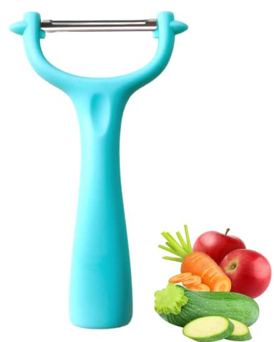 Pelador de Patatas Verduras y Frutas. Utensilio de Cocina Manual Multifunción para Pelar y Cortar Verduras y Frutas con Hoja Oscilante Bidireccional de Corte Recto. (Azul)