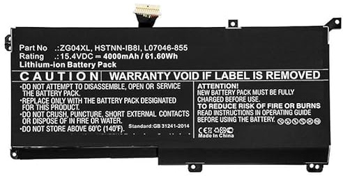 CoreParts Laptop Battery for HP 61.60Wh Li-ion 15.4V 4000mAh, HSTNN-IB8I, L07046-855, L07352-1C1, (61.60Wh Li-ion 15.4V 4000mAh Black for HP Notebook, Laptop EliteBook 1050 G1)