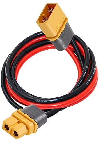 ZHOFONET XT60 Male to XT60 Female Adapter, XT60 Extension Cable with 3M 14AWG Silicone Wire for RC Lipo Battery FPV Drone
