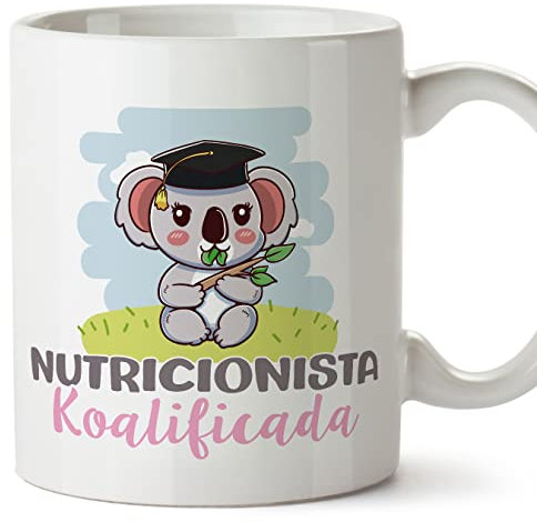 MUGFFINS Tazas para NUTRICIONISTA mujer - En Español - Koalificado/koalificada - 11 oz / 330 ml - Regalo original y divertido