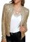 Acrawnni Damen Glitzer Jacken Langarm Open Front Pailletten Blazer Cardigan Mantel Glitzer Disco Bomber Jacke, A-Gold, 46
