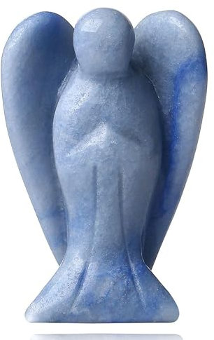 QINJIEJIE Blauer Aventurin Engel Figur Schutzengel Natürliche Kristalle Edelsteine Heilung Kristall Wächter Statue Reiki Engel Figur Angel Deko Geschenke