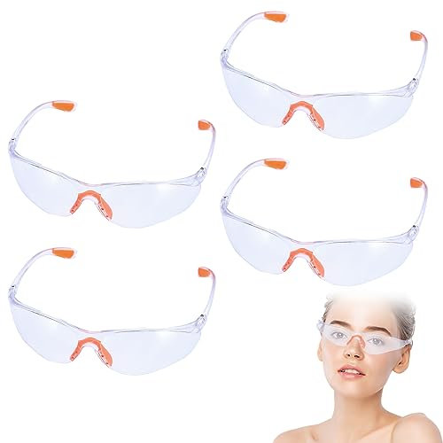 Schutzbrille,Schutzbrillen Transparent,Arbeitsschutzbrille,Augenschutz Schutzbrille,Sicherheitsbrillen,Lndustriebrille,Laborbrille kratzfeste,Schutzbrille für Brillenträger,für Bau Labor Chemie,4Stück