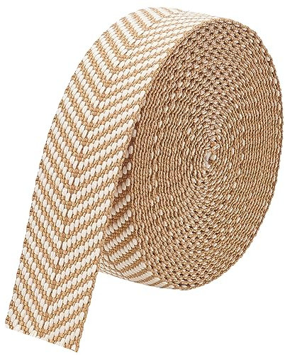 BENECREAT 5 Yard Baumwollband Burly Wood Polycotton-Band, Flaches Jacquardband Mit Streifenmuster Für Tragetaschengriffe, Einkaufstaschenband