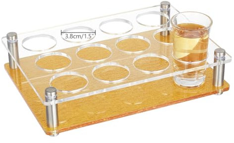 nbeads 12 Schnapsglas Glas-Tablett-Halter, Gold Acryl Schnapsglas Tablett Schnapsglas Serviertabletts Bier Wein Glas Display Rack für Bar Party Club und Familie Frenzy Party, Loch: 3.8cm