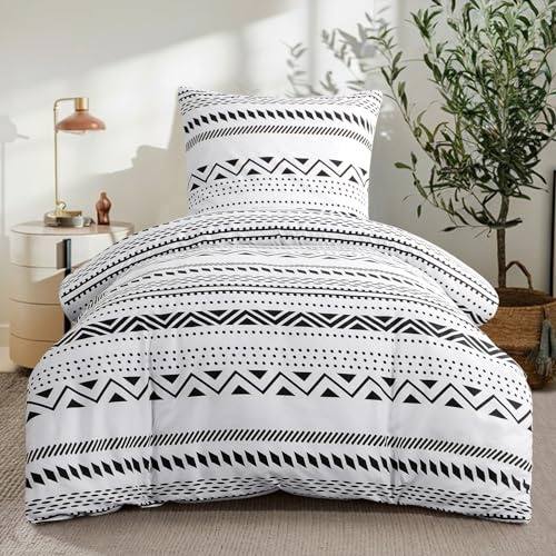 RUIKASI Bettwäsche 155x220 2 teilig Grau - Bettbezug 155 x 220 Set mit Boho Muster, Bettwäsche-Sets 155x220cm aus Mikrofaser mit Reißverschluss Weich und Bügelfrei
